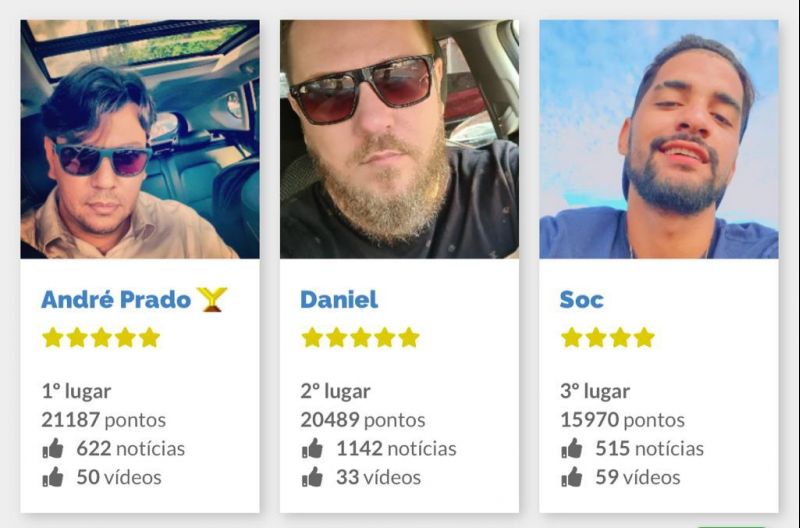 O pódio dos vencedores de julho (Foto: Reprodução)